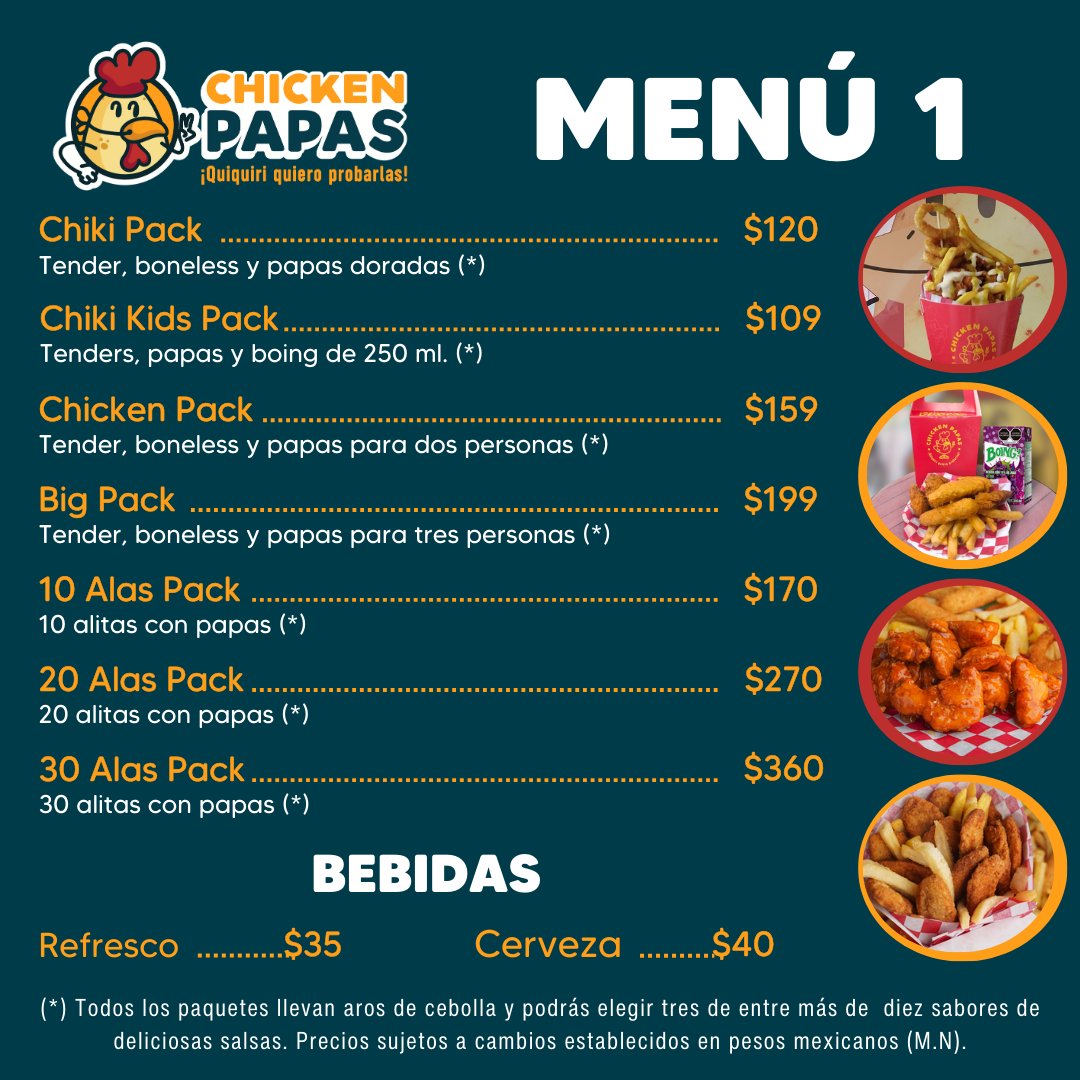 Menú 1 ChickenPapas