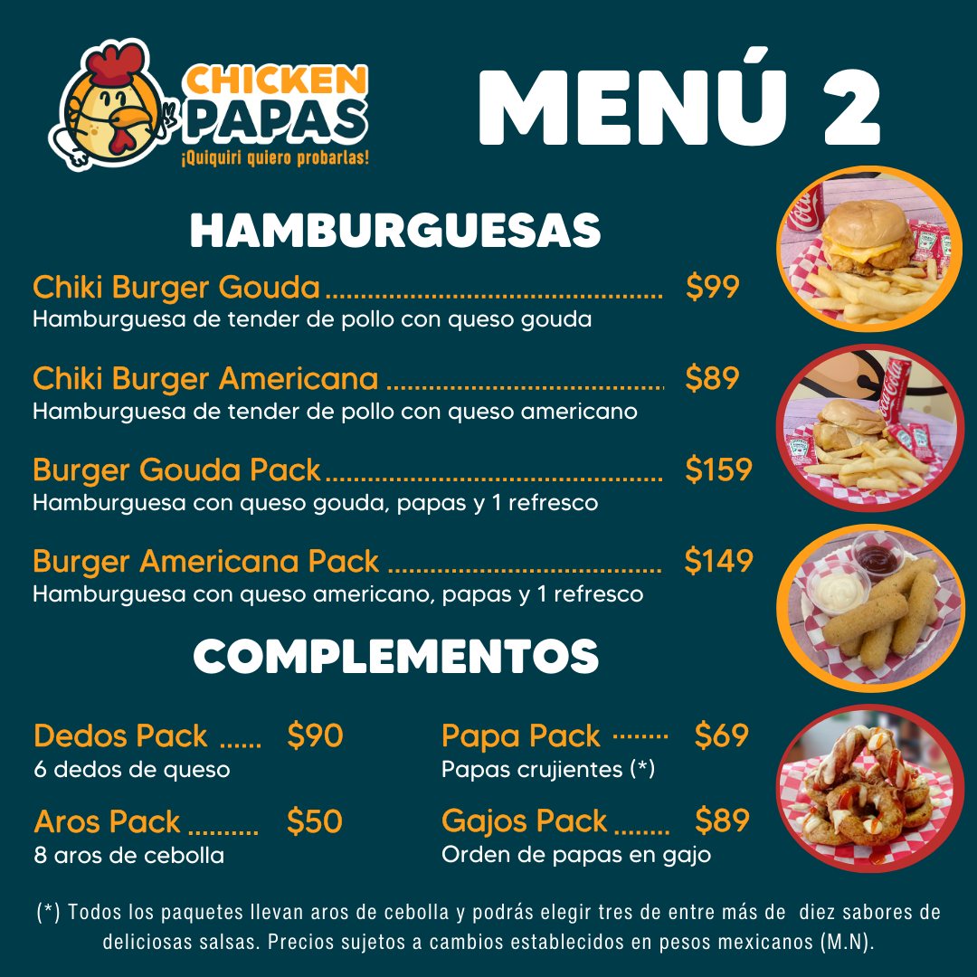Menú 2 ChickenPapas